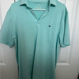 Vineyard Vines Men's Aqua Striped Polo Shirt